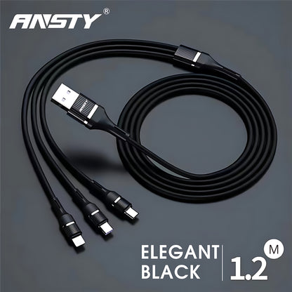3in2 Metal 66W Fast Charging Cable S-036 Micro USB, Type-C & Lightning