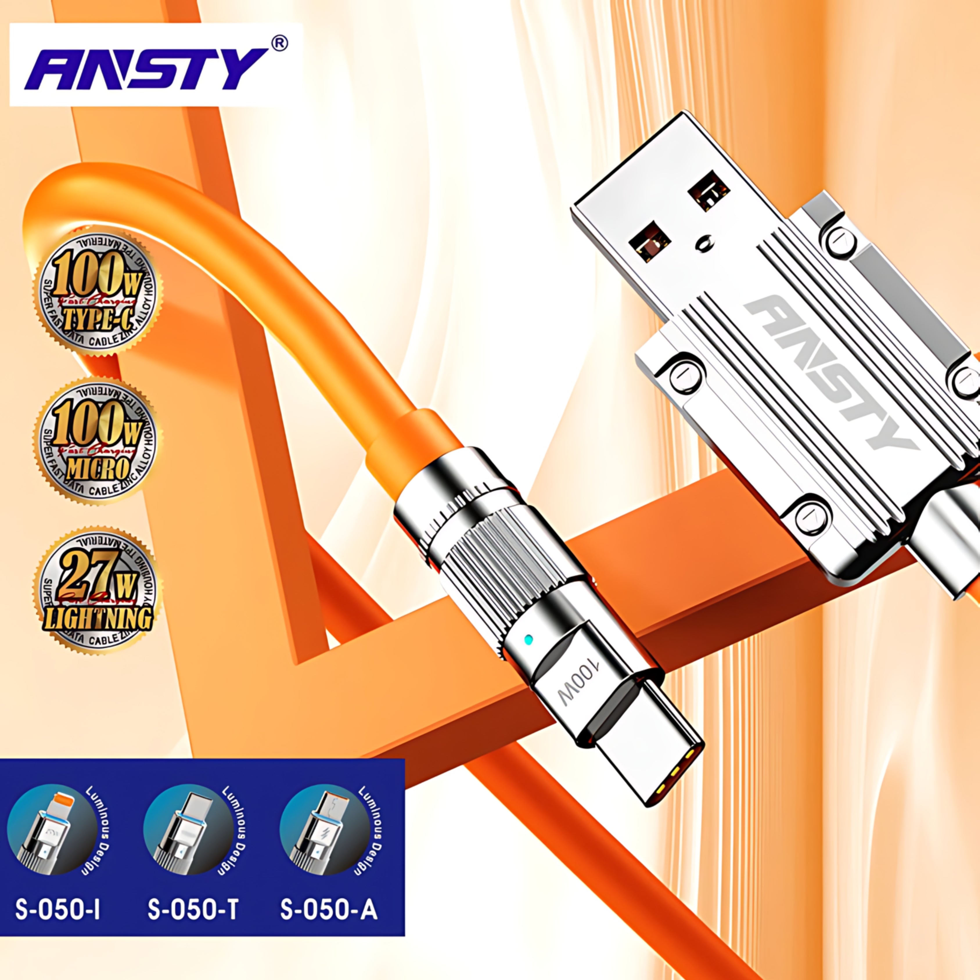 100W Micro USB Fireproof Silicone Data Cable S-050-A