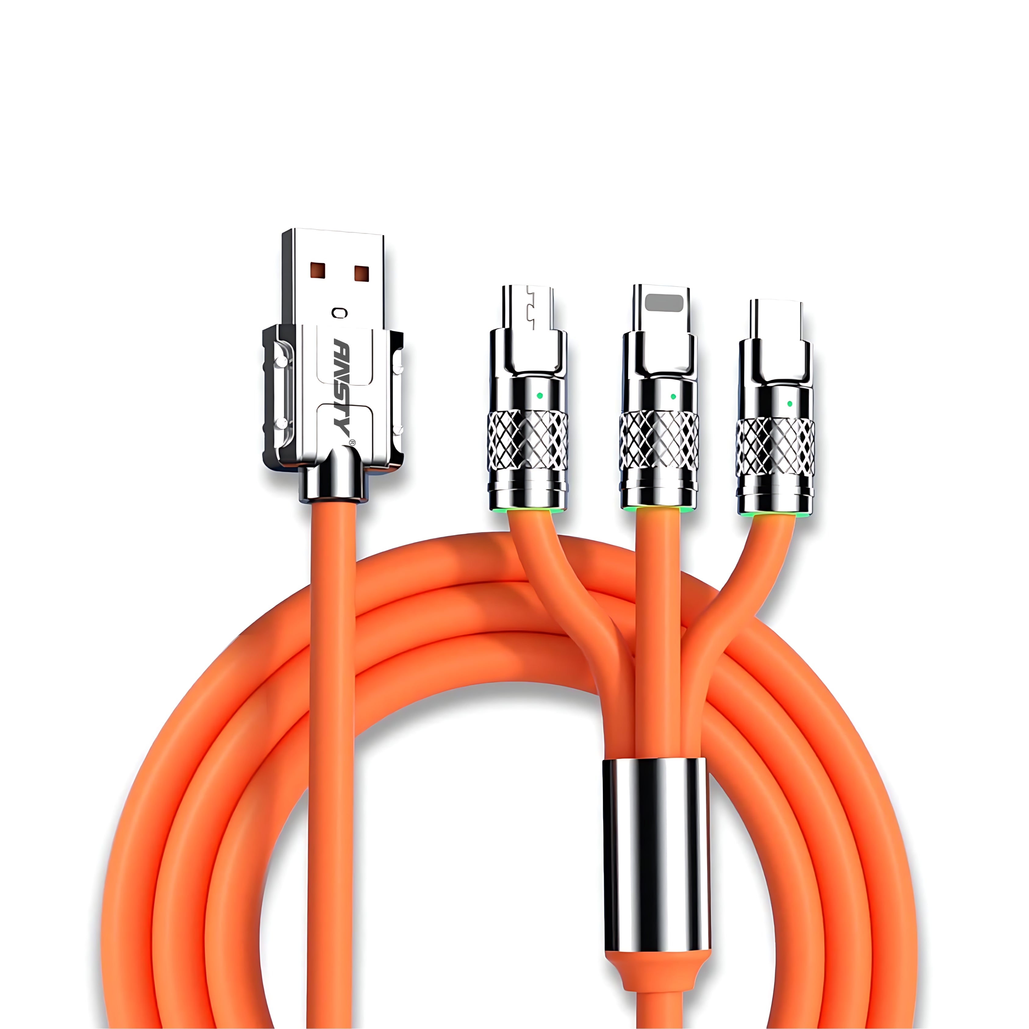 3 in 1 Silicone Fast Charging Cable with LED Light S-051