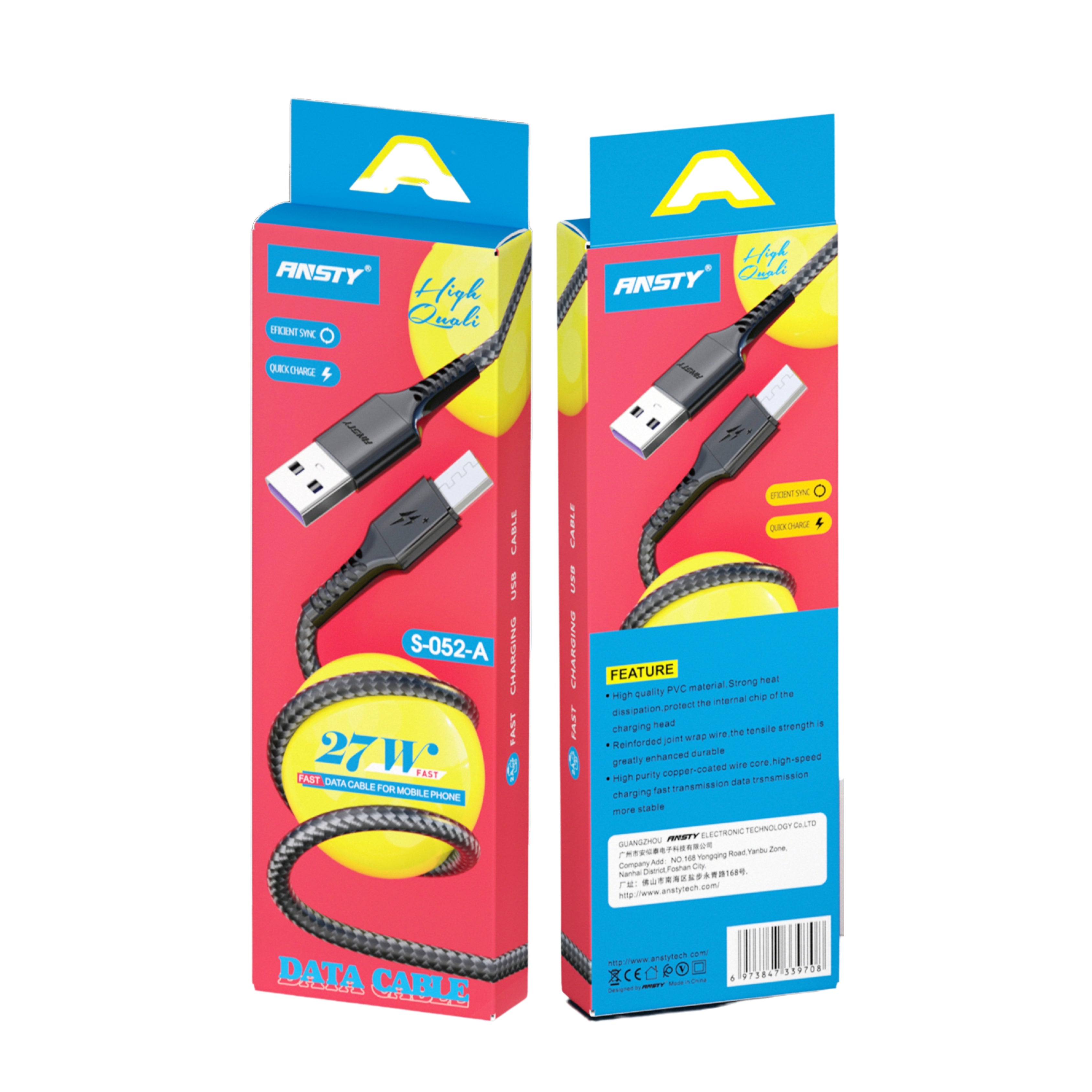 27W Micro USB Fast Charge & Sync Data Cable S-052-A