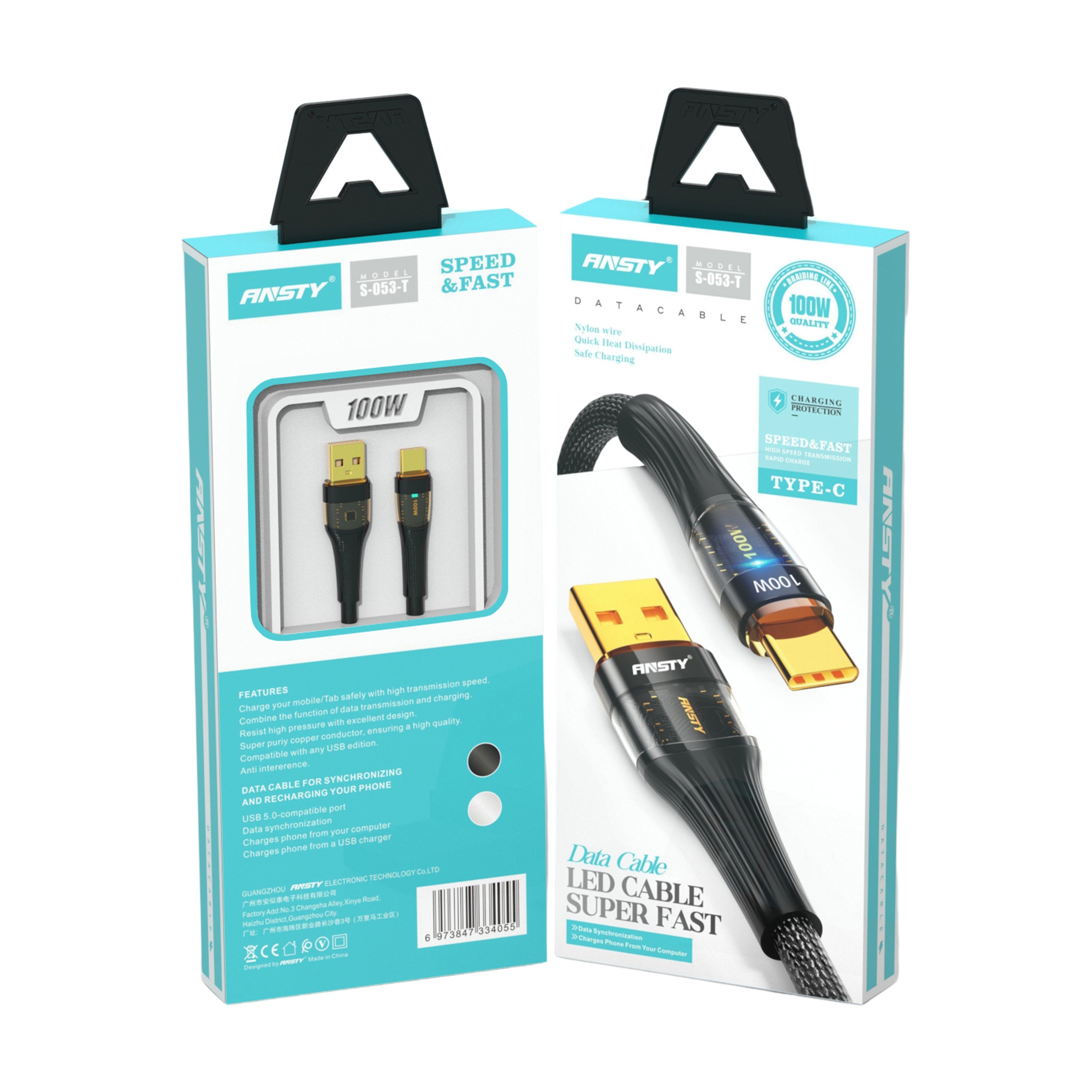 12W Type-C LED Super Fast Cable S-053-T