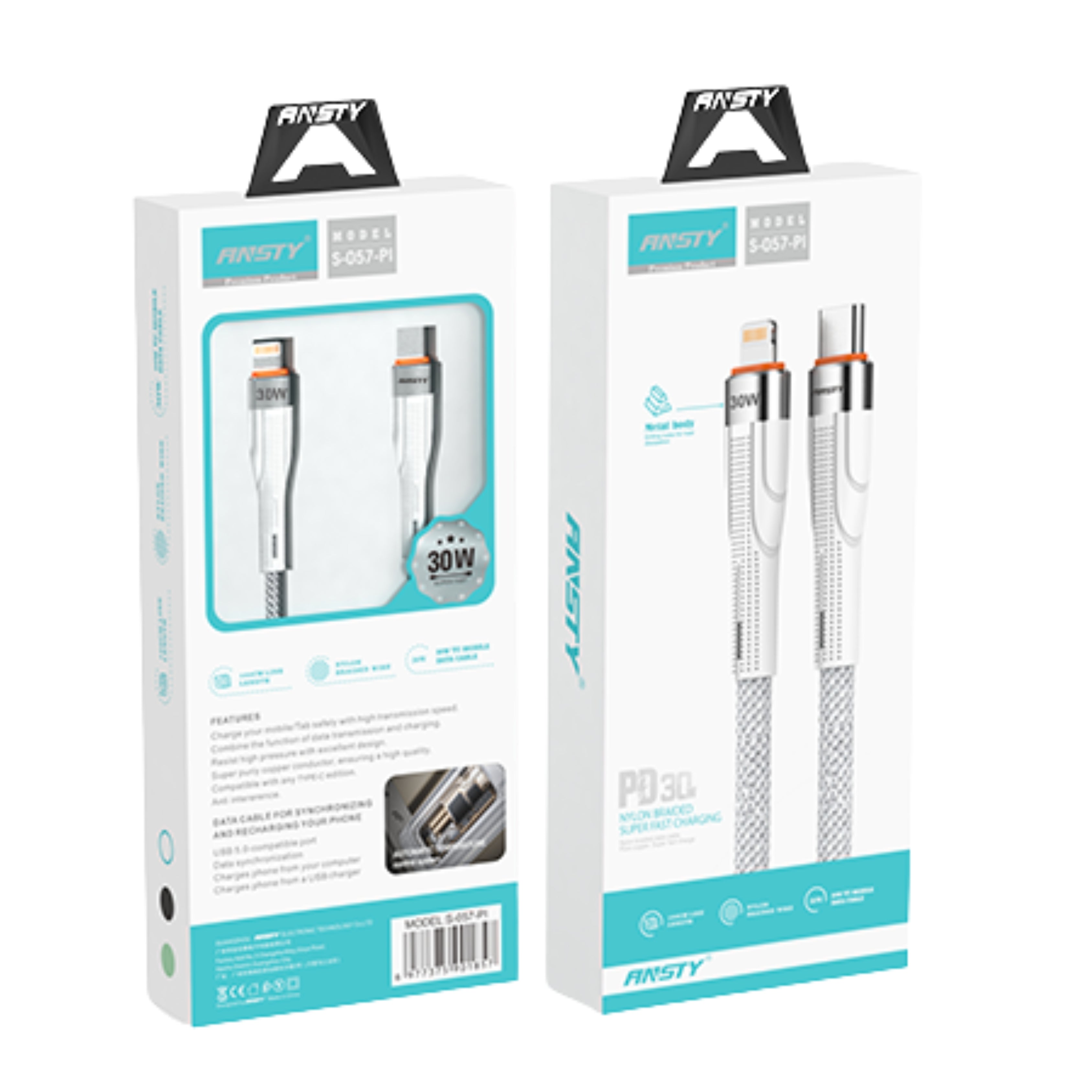 PD 30W Type-C to Lightning Nylon Braided Super Fast Charging Cable S-057-PI