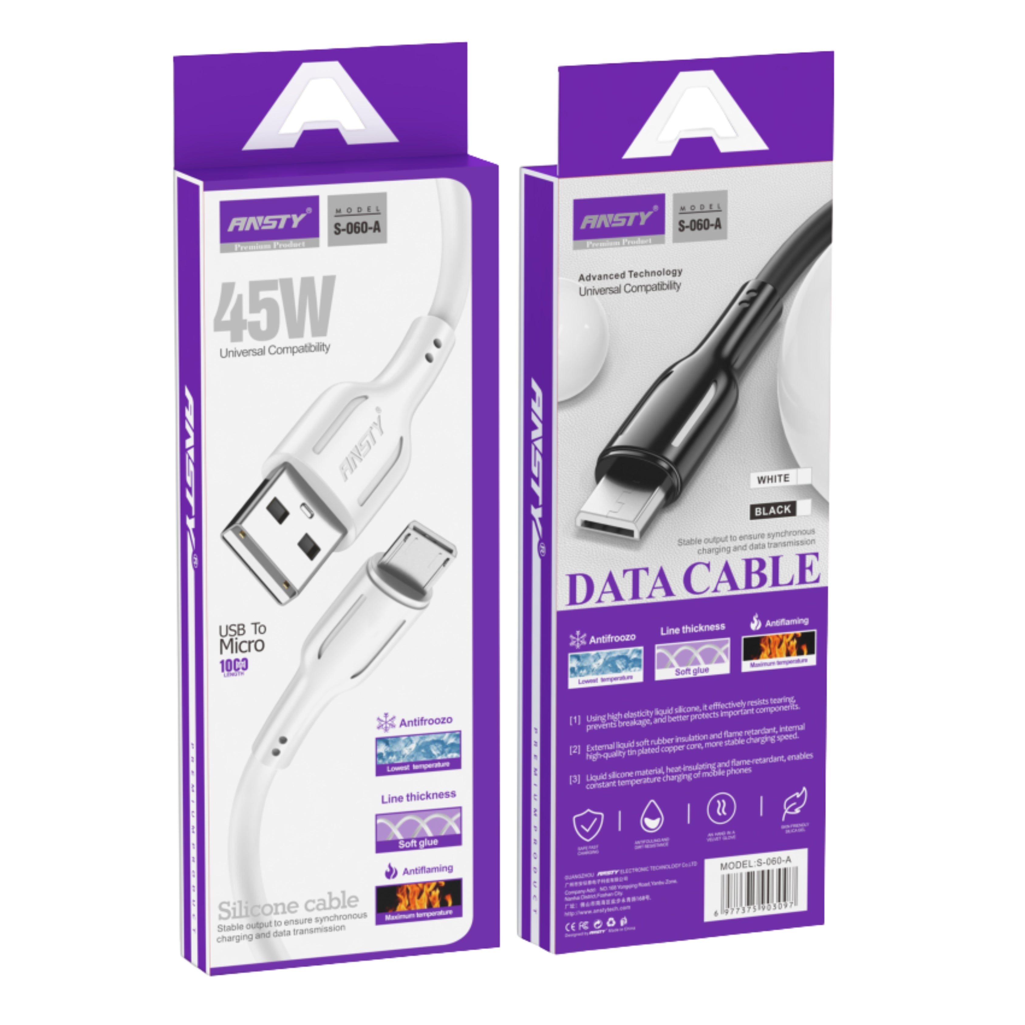 45W Silicone Cable (USB to Micro) S-060-A