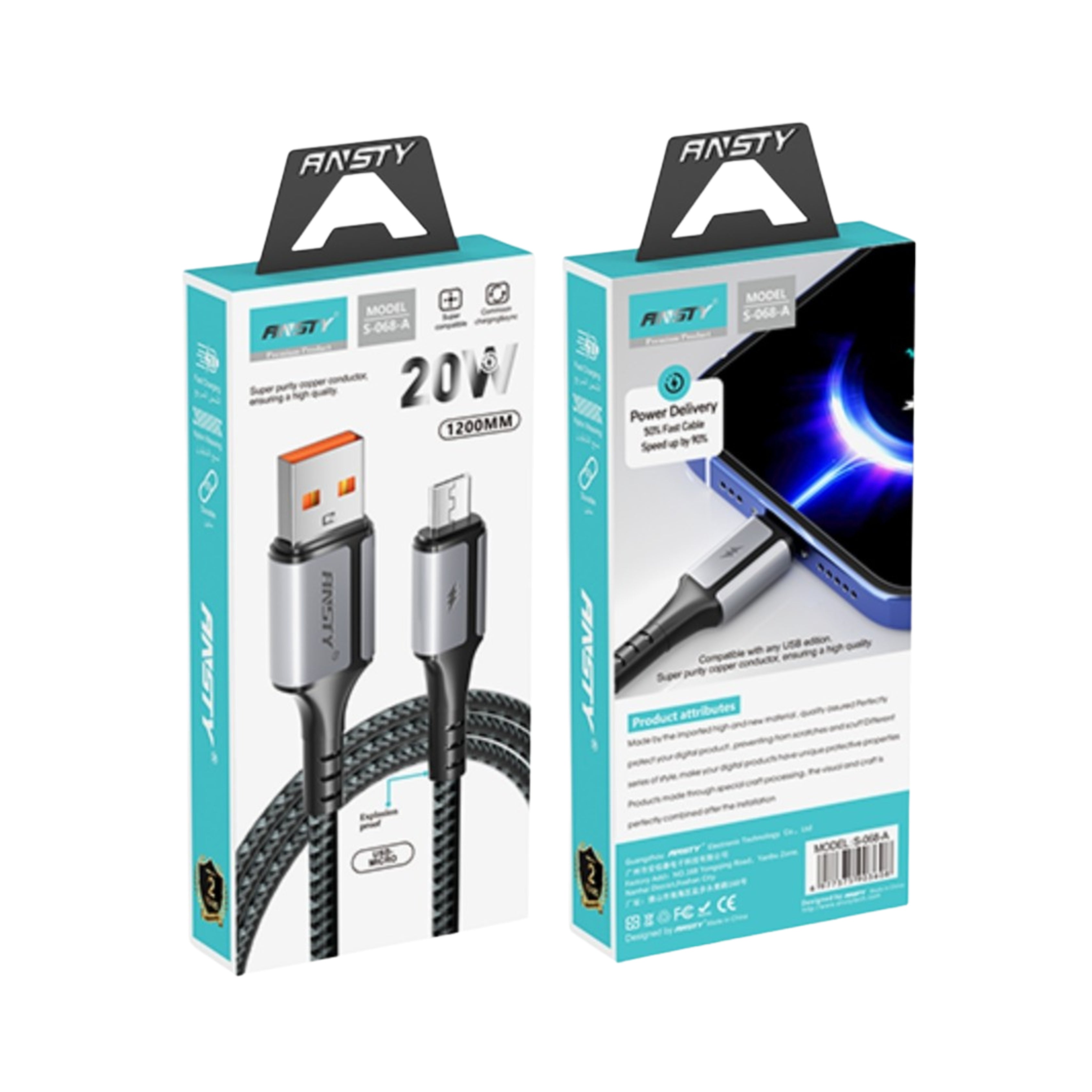 20W MICRO USB FAST CHARGING DATA CABLE S-068-A