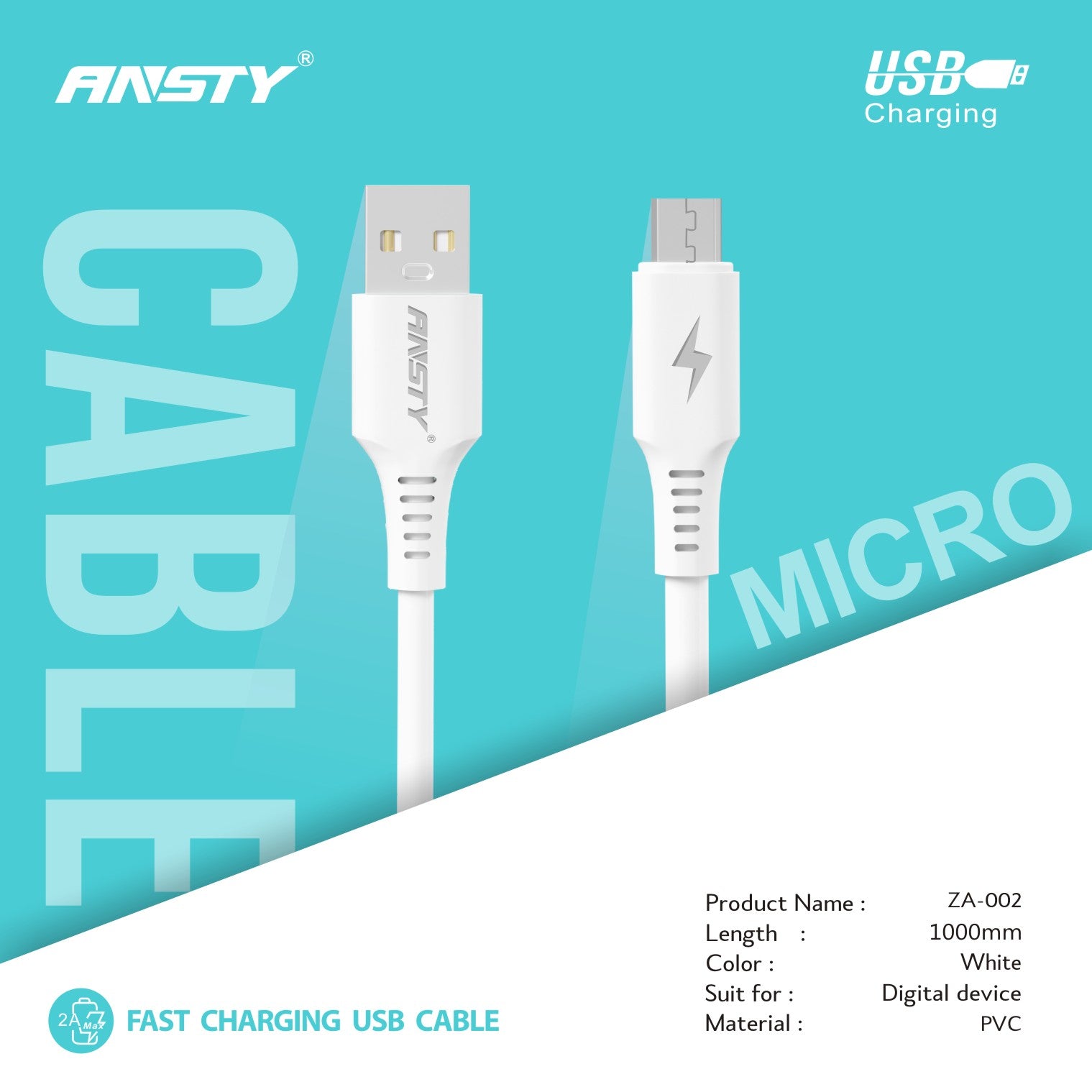 Micro USB Fast Charging & Sync Cable ZA-002