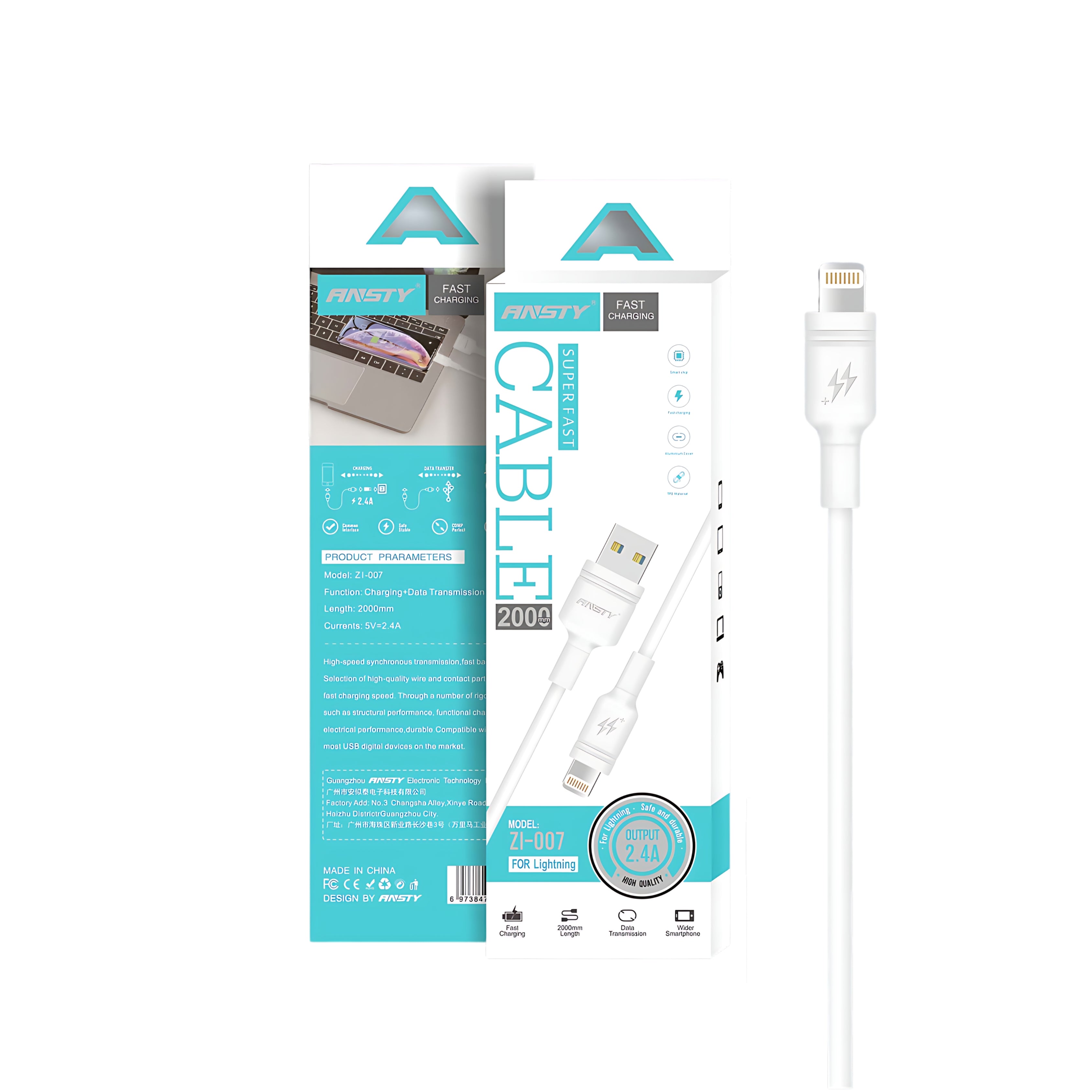 2M  Lightning Super Fast Charging Cable ZI-007