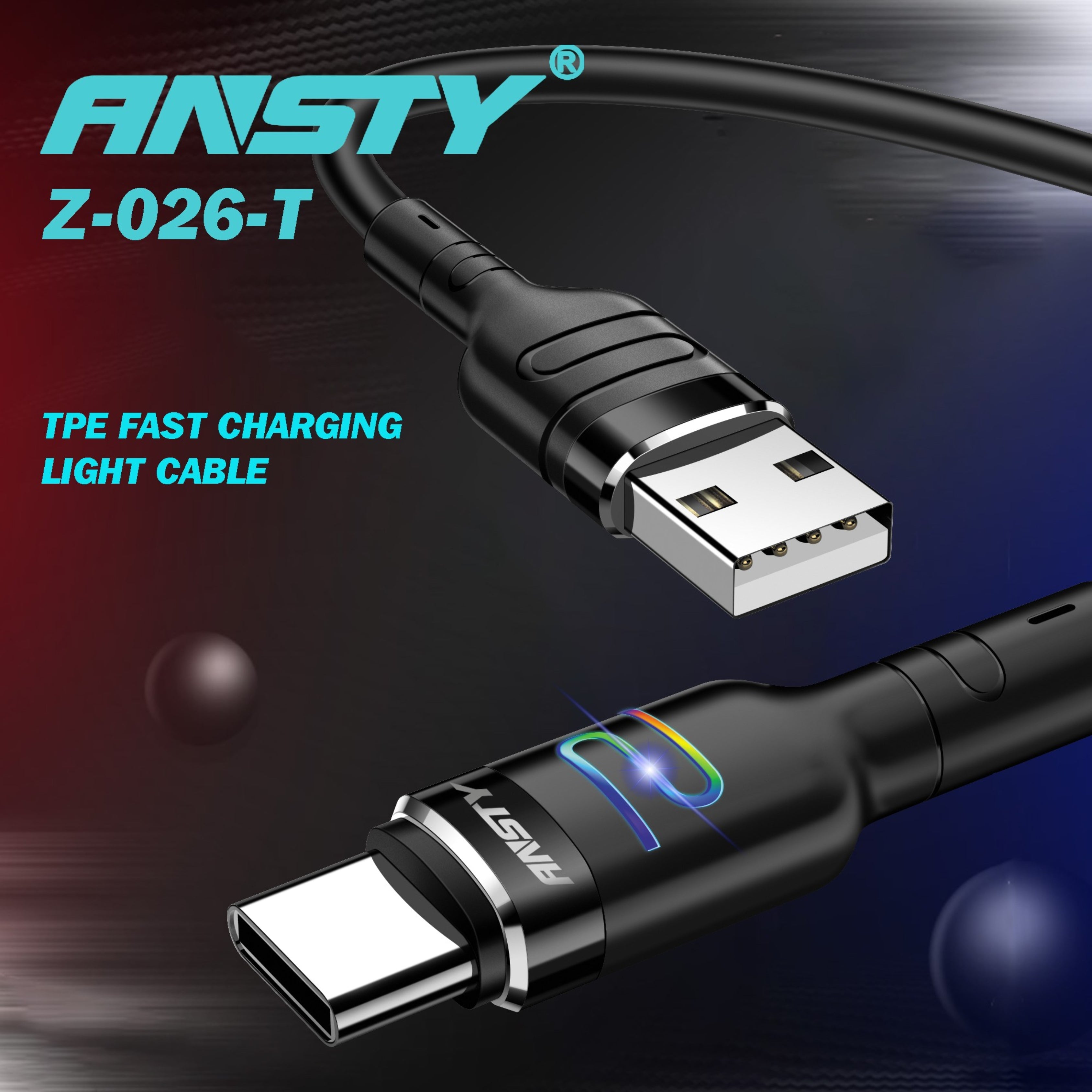 5A Type-C Smart Fast Charging Cable with LED Light Z-026-T