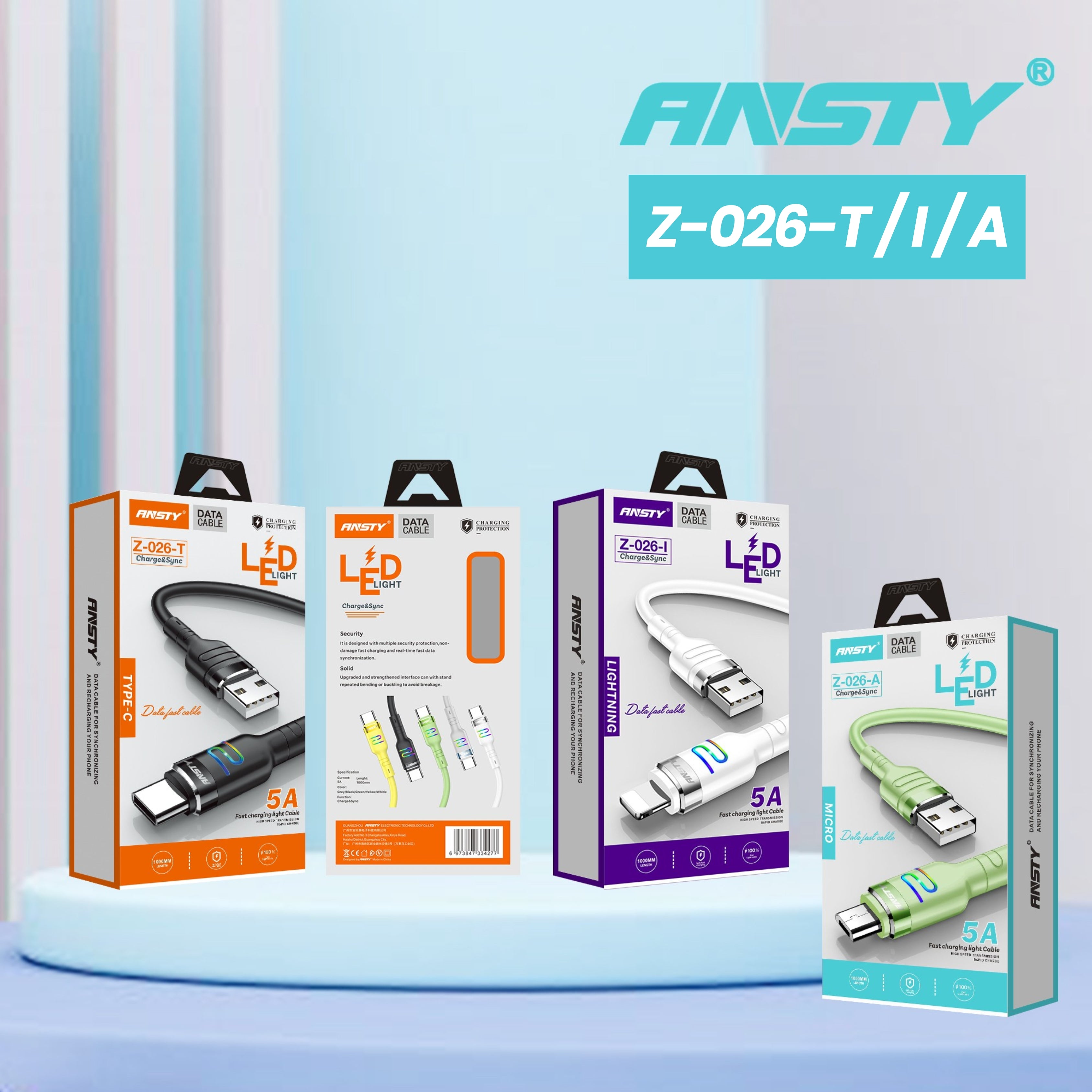5A Lightning Smart Fast Charging Cable with LED Light Z-026-I